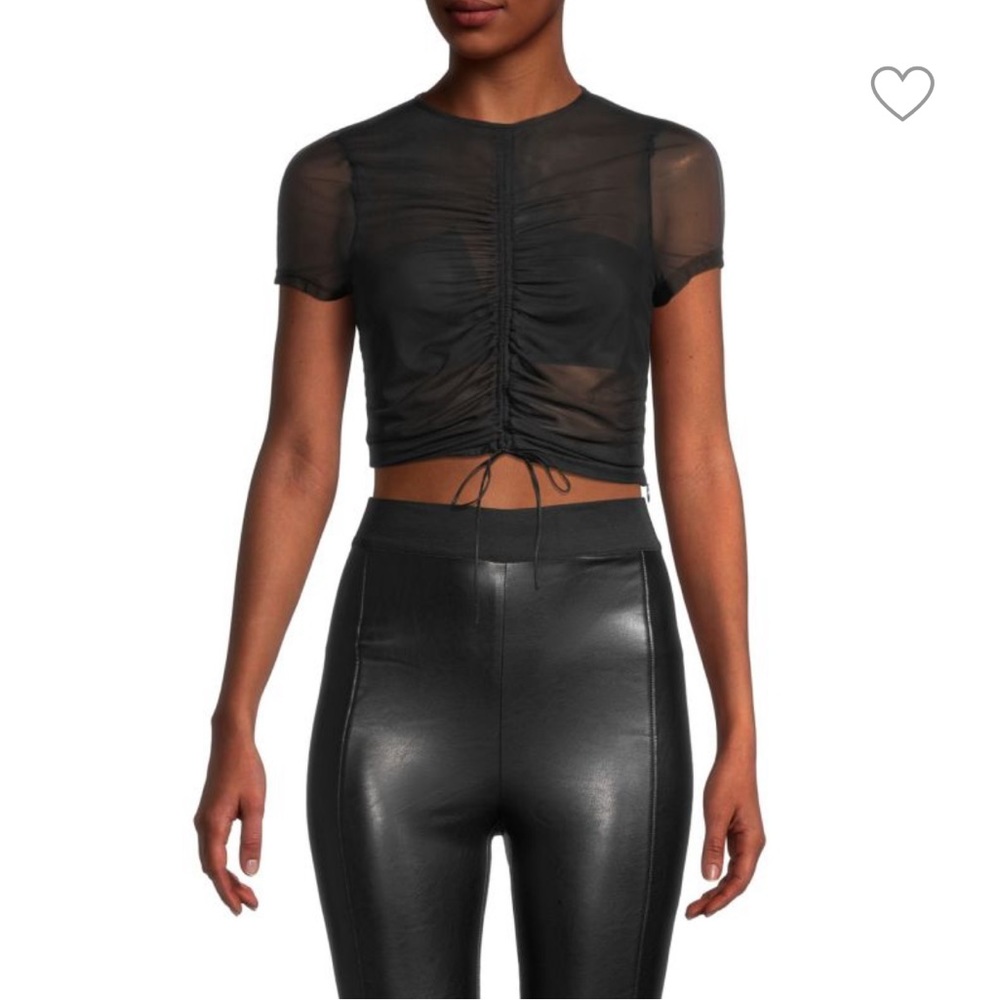 Arlen Semi-Sheer Ruched Crop Top
